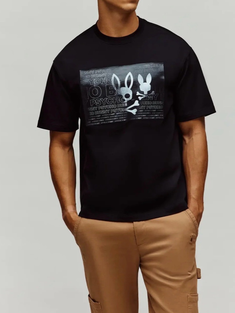 Psycho Bunny Jarvis Oversized Fit Graphic Tee Black Size 6 NWT